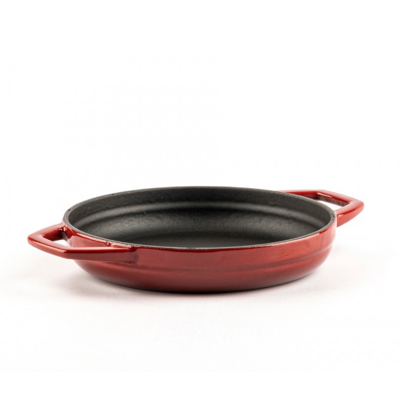 Sartén de hierro fundido con dos asas esmaltado Solagio, Rubin, Ф19cm - Utensilios de cocina de hierro fundido rojo
