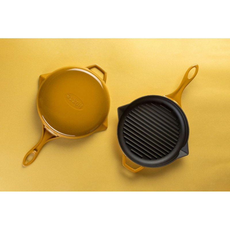 Sartén para parrilla de hierro fundido esmaltado Hosse, Dijon, Ф24cm | Sartén para parrilla de hierro fundido | Sartén de hierro fundido |